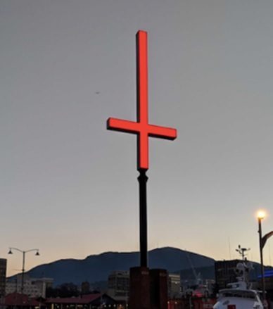inverted cross Dark Mofo Hobart Tasmania