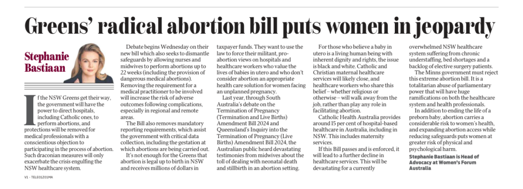 Greens abortion bill 
