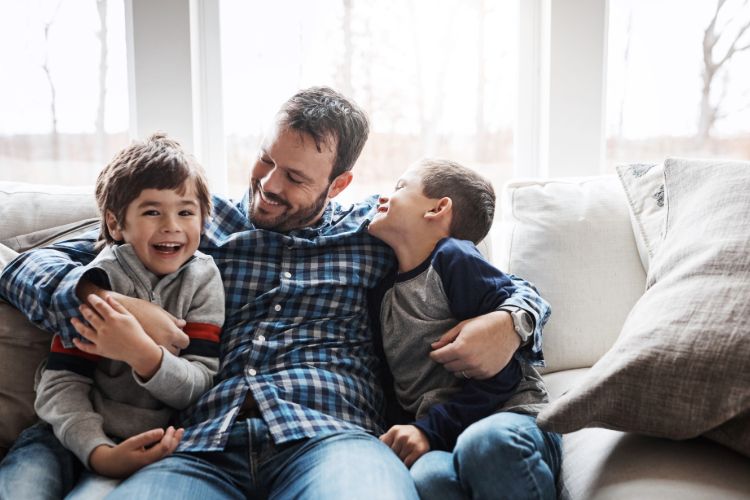 Dads4Kids Dad Kids Sons Couch Smiling