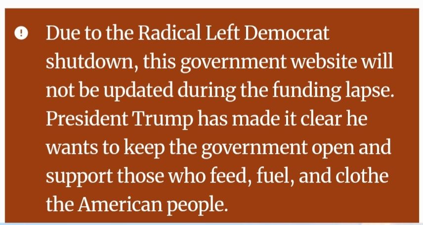 US Government Shutdown on the Department of Agriculture website