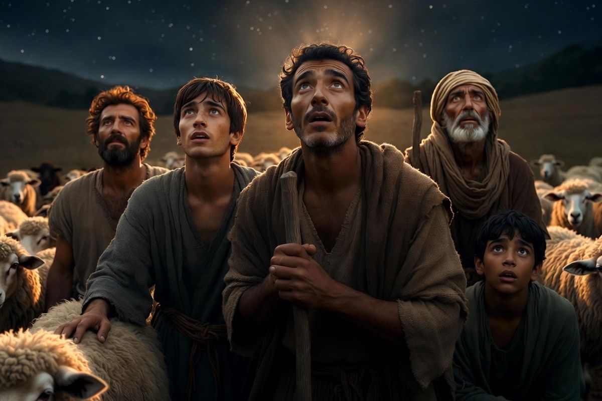 Christmas shepherds a Child is born