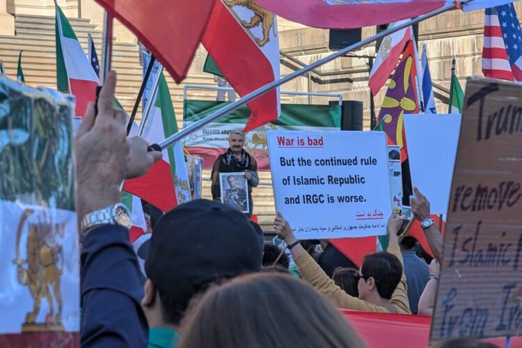 Big crowds calling for the end of the IRGC regime have been a regular feature outside Victorian Parliament House Melbourne every Sunday.