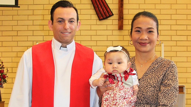 Ps Julian and his wife Lidya Mazzeo with their child.