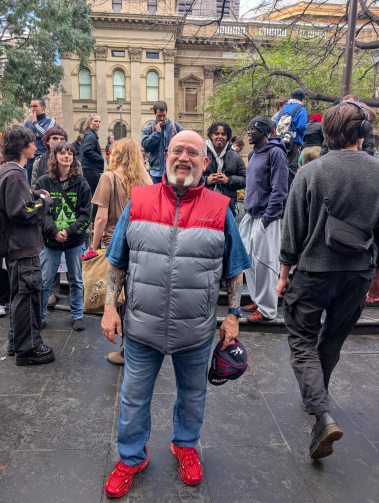 Vince Galasso was told to "f..k off back to your own country" at a rally which called for an end to racism. Picture: Josh Spasaro.
