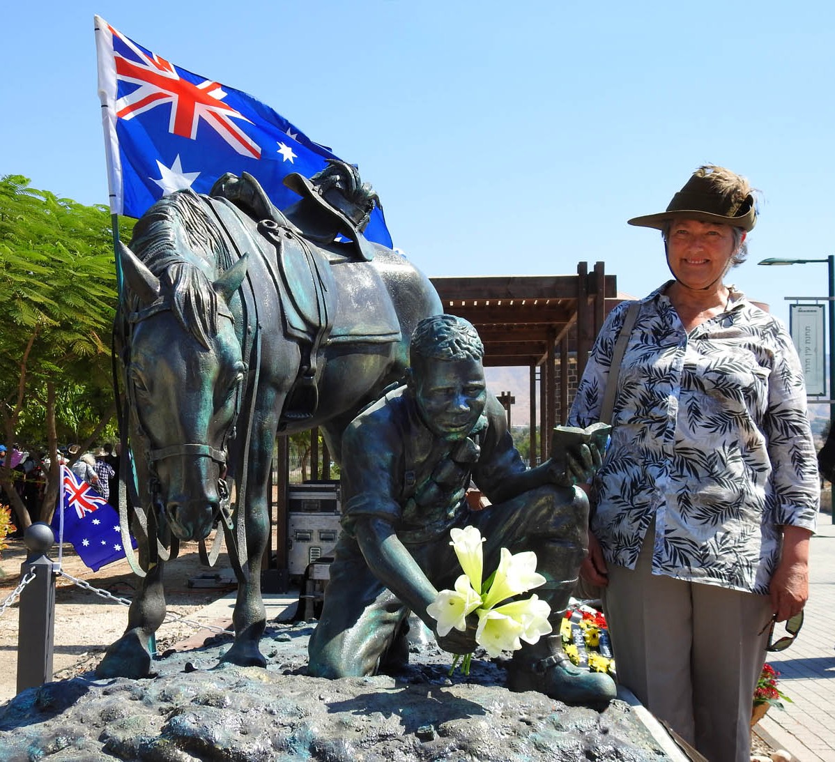 Official opening of the Statue at Semakh in 2019 with sculptor Jennifer Marshall – photo provided by Jennifer Marshall.